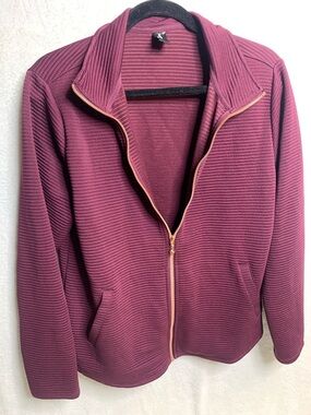 Skechers Ribbed Zip-Front Jacket in Plum